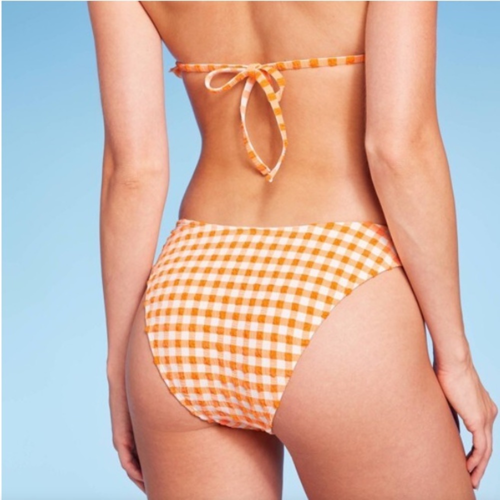 NWT WILD FABLE BIKINI BOTTOM CHEEKY ORANGE WHITE